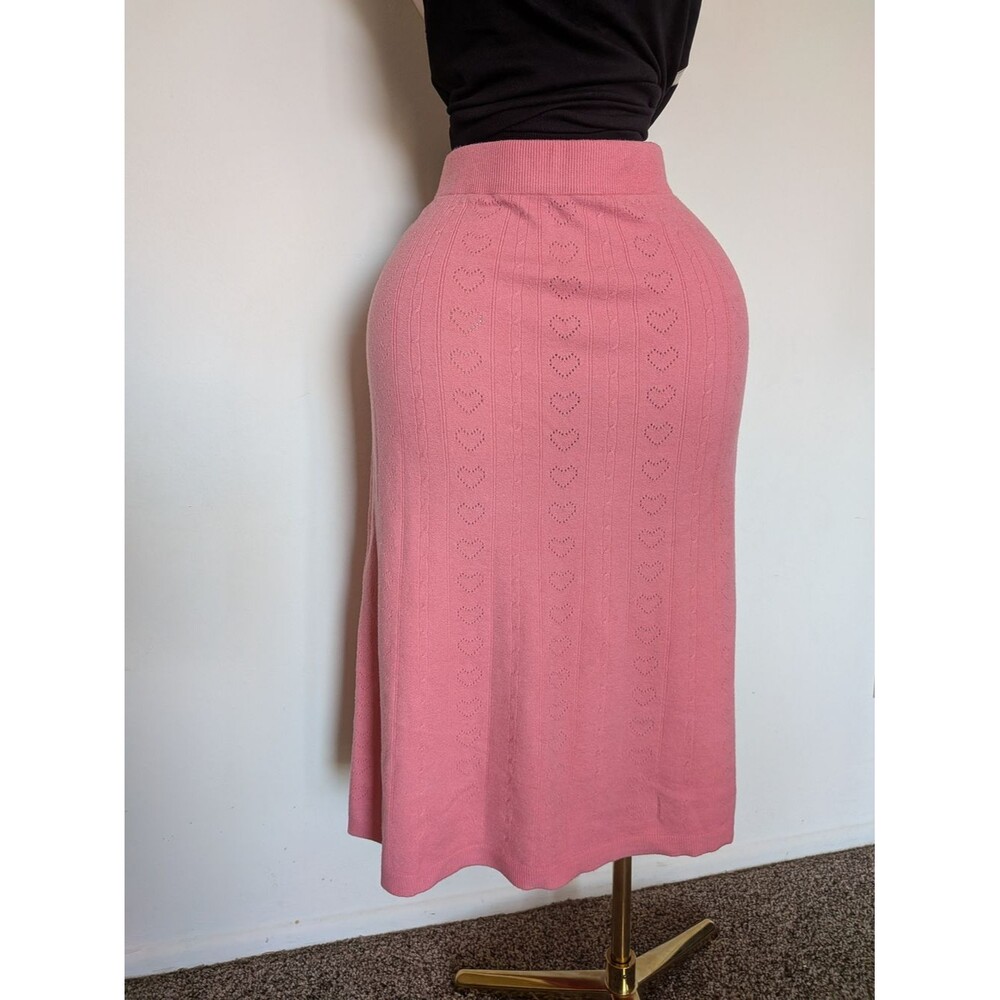 NWT Target A New Day Pink Pointelle Heart Sweater Skirt Midi L